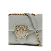 PINKO Grå Love Baby Axelväska i kalvskinn