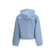 Balenciaga Light Blue Cotton Fleece Zip-up Hoodie