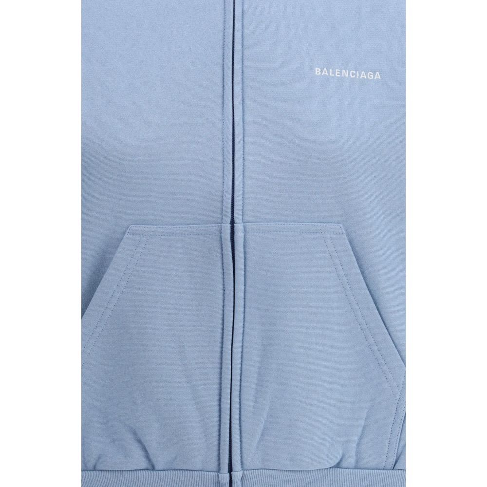 Balenciaga Light Blue Cotton Fleece Zip-up Hoodie