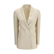 Cream Ribbed Cotton Blazer - PAROSH