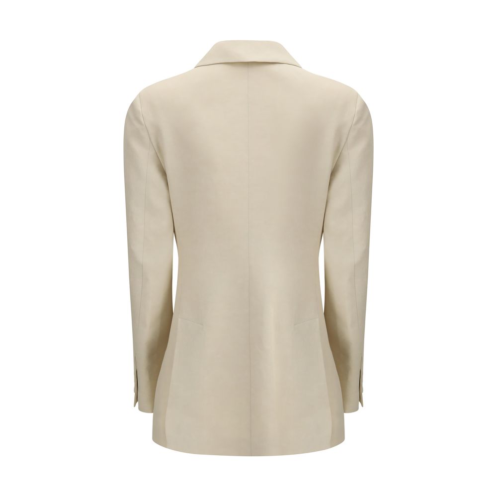 Cream Ribbed Cotton Blazer - PAROSH