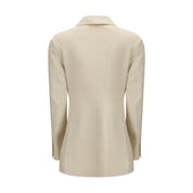 Cream Ribbed Cotton Blazer - PAROSH