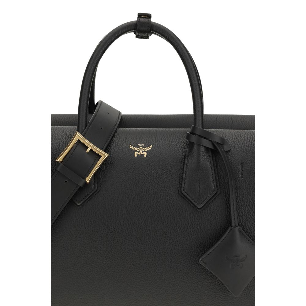 MCM Black Calf Leather Shoulder Bag
