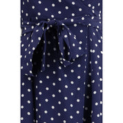 PAROSH Blå Silk Polka Dot Klänning