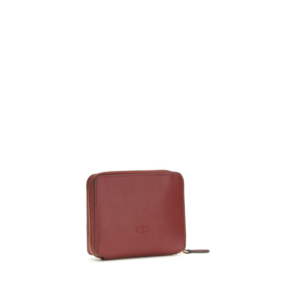 PINKO Bordeaux Calf Leather Wallet with Love Birds Plaque