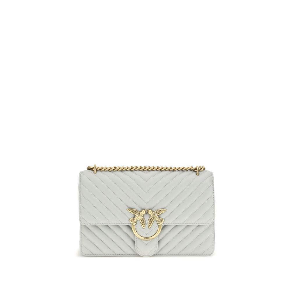 Grå Love One klassisk axelväska i kalvskinn - PINKO