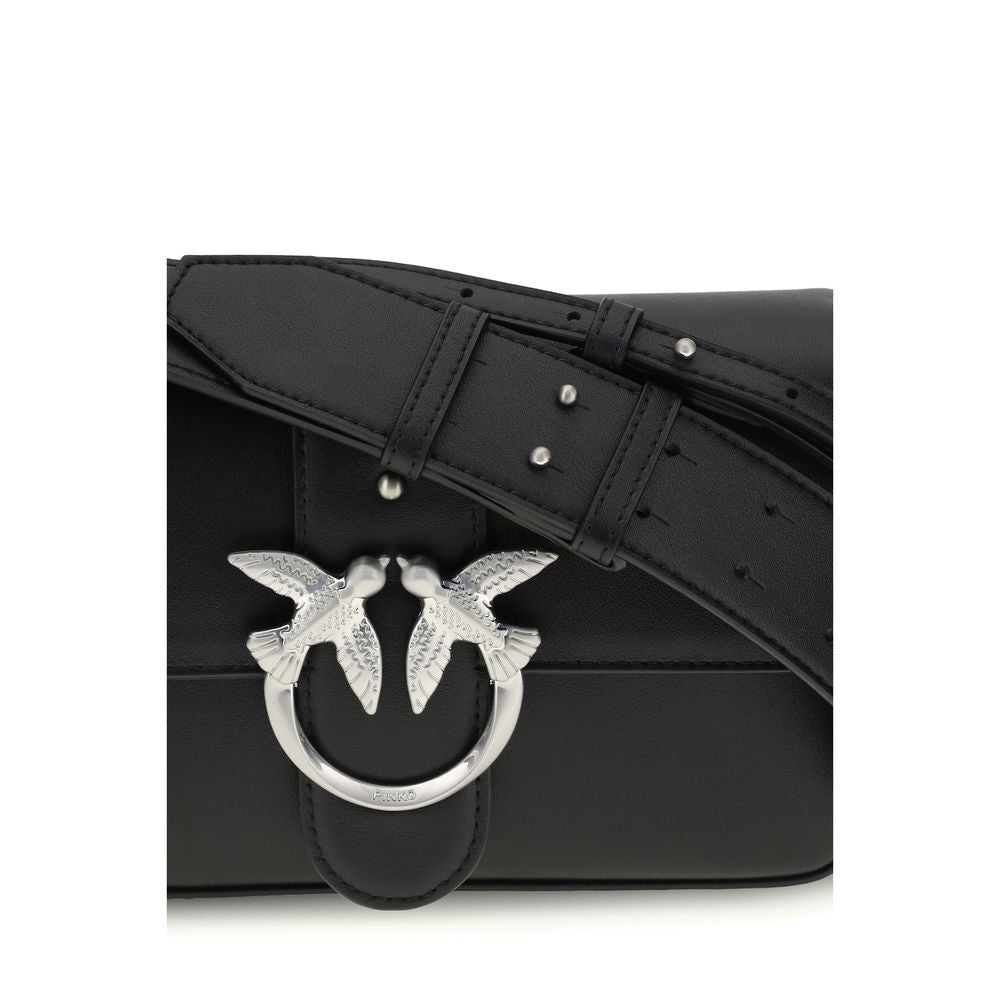 PINKO Black Calf Leather Shoulder Bag