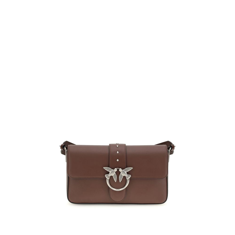 PINKO Brown Leather Love One Shoulder Bag