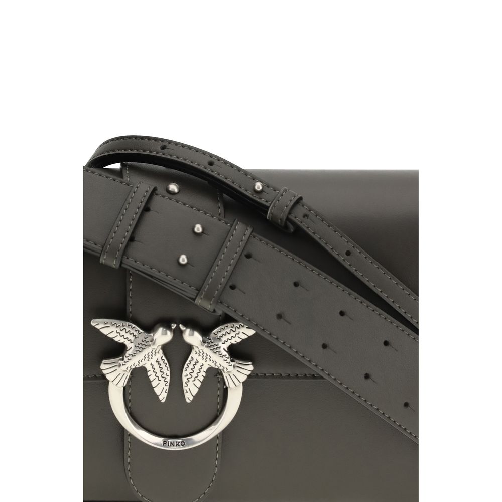 PINKO Bicolor Leather Shoulder Bag with Love Birds Buckle