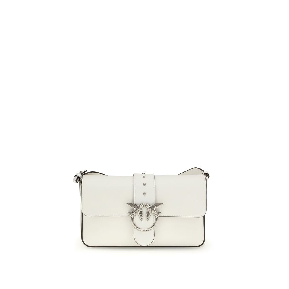 Pinko White Calf Leather Love One Shoulder Bag