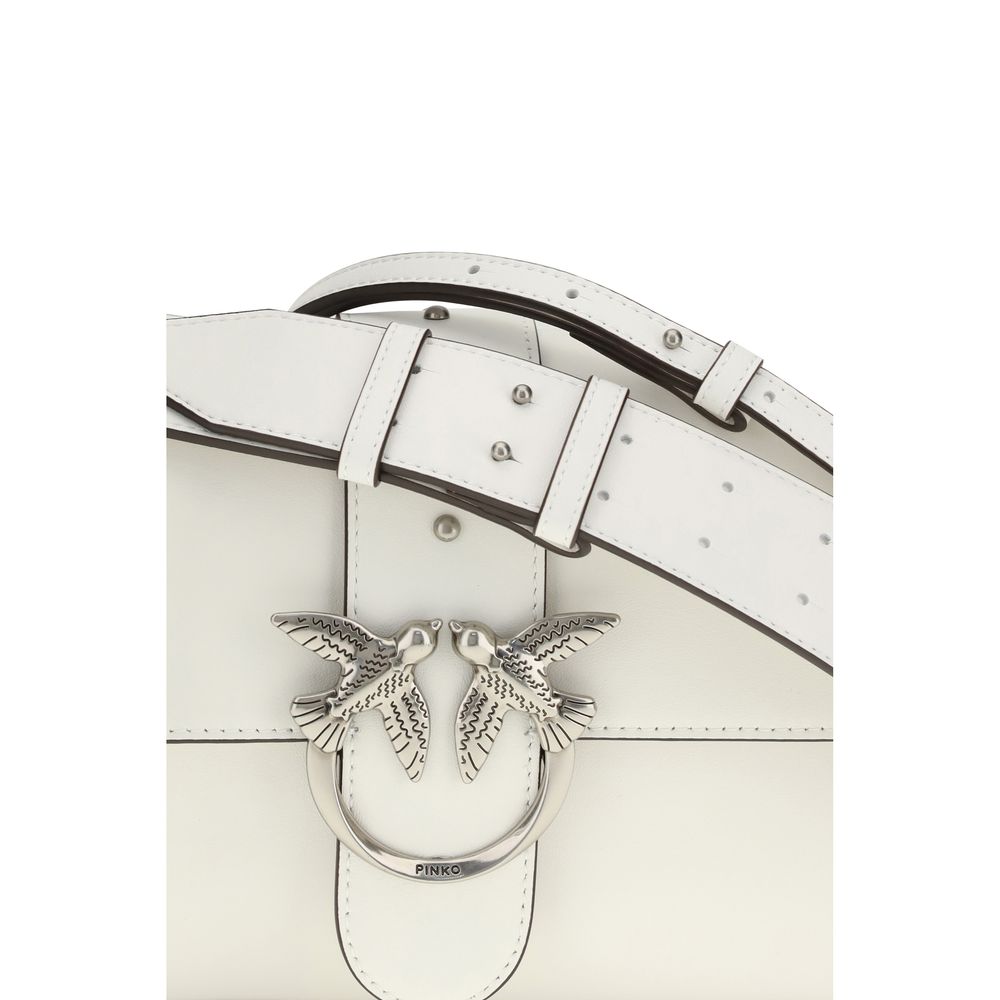 Pinko White Calf Leather Love One Shoulder Bag
