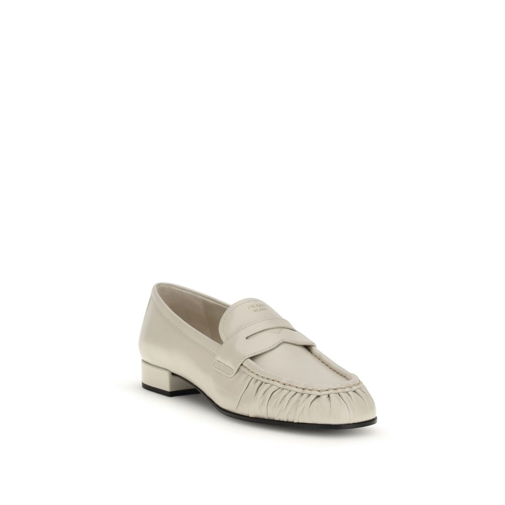 Prada Beige Calf Leather Slip-On Loafers
