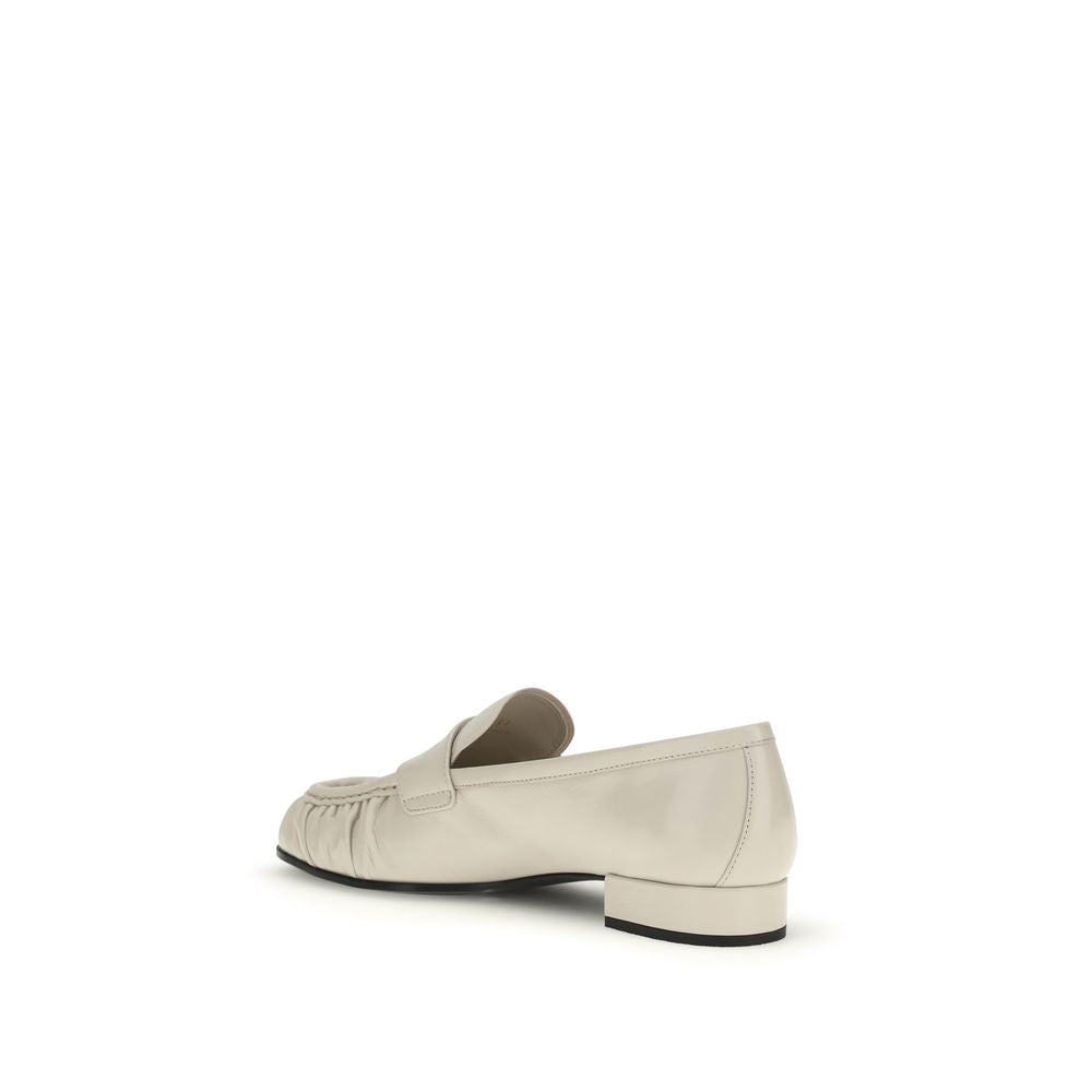 Prada Beige Calf Leather Slip-On Loafers