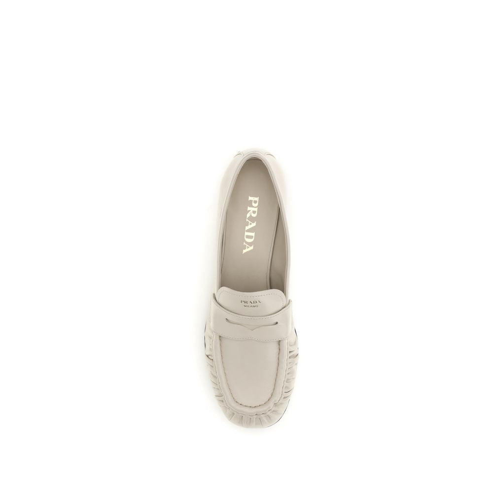 Prada Beige Calf Leather Slip-On Loafers