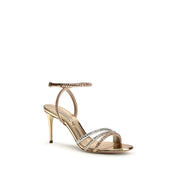 Casadei Gold Calf Leather Stiletto Heel Sandals