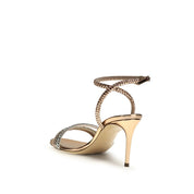 Casadei Gold Calf Leather Stiletto Heel Sandals