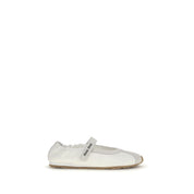 Miu Miu White Suede and Fabric Sport Ballerinas