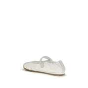Miu Miu White Suede and Fabric Sport Ballerinas