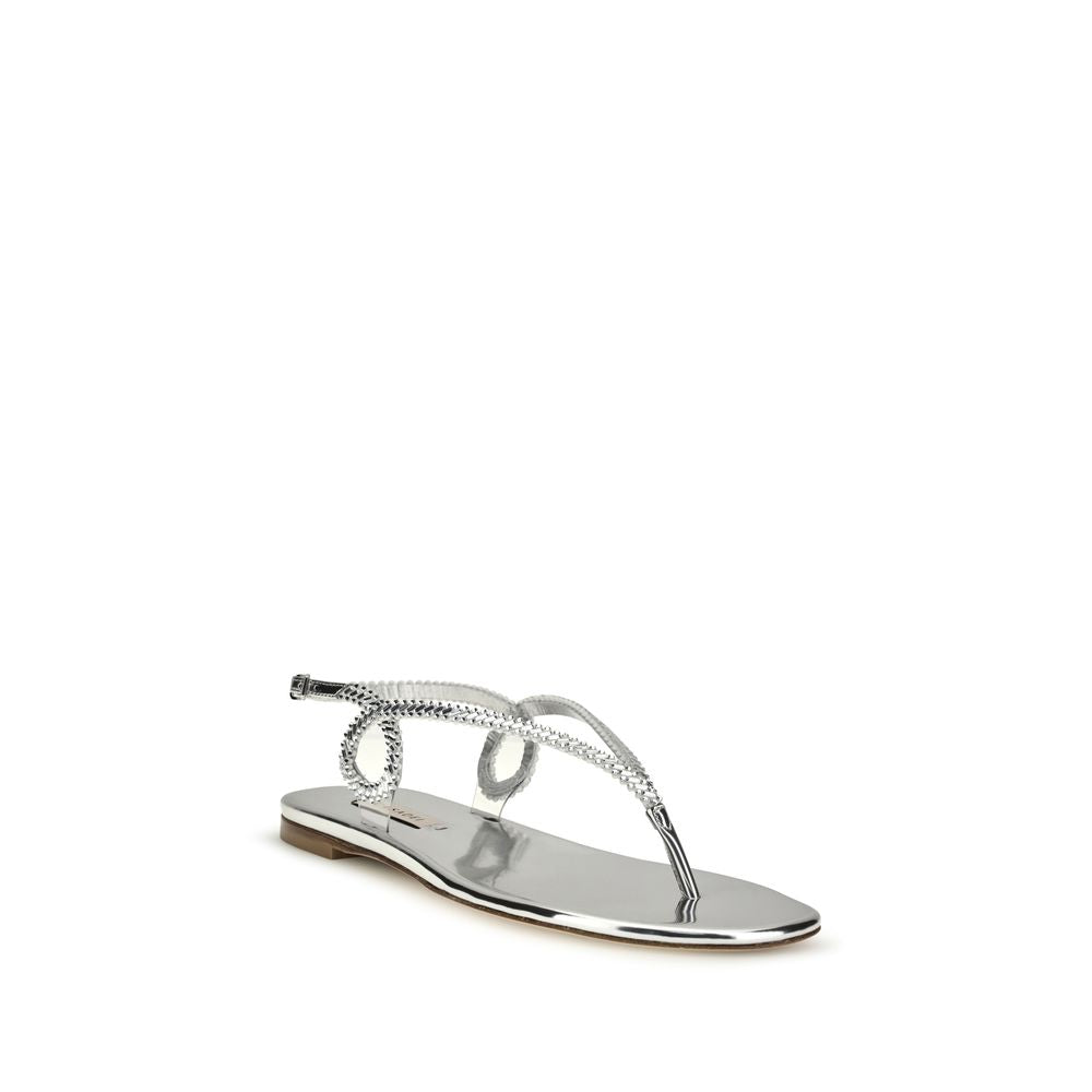 Casadei Silver Calf Leather Sandals