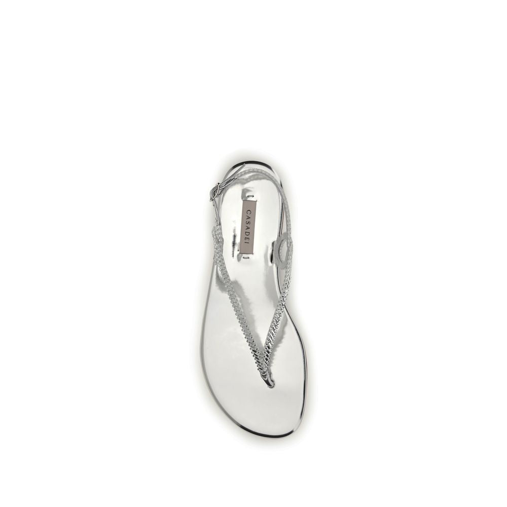 Casadei Silver Calf Leather Sandals