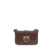 PINKO Brown Calf Leather Mini Love Shoulder Bag