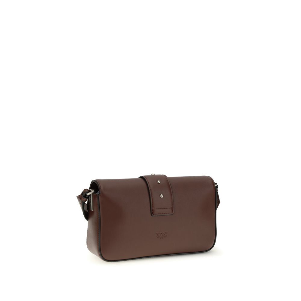 PINKO Brown Calf Leather Mini Love Shoulder Bag