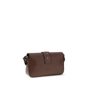 PINKO Brown Calf Leather Mini Love Shoulder Bag