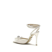 MACH & MACH White Silk Satin High Heel Pumps