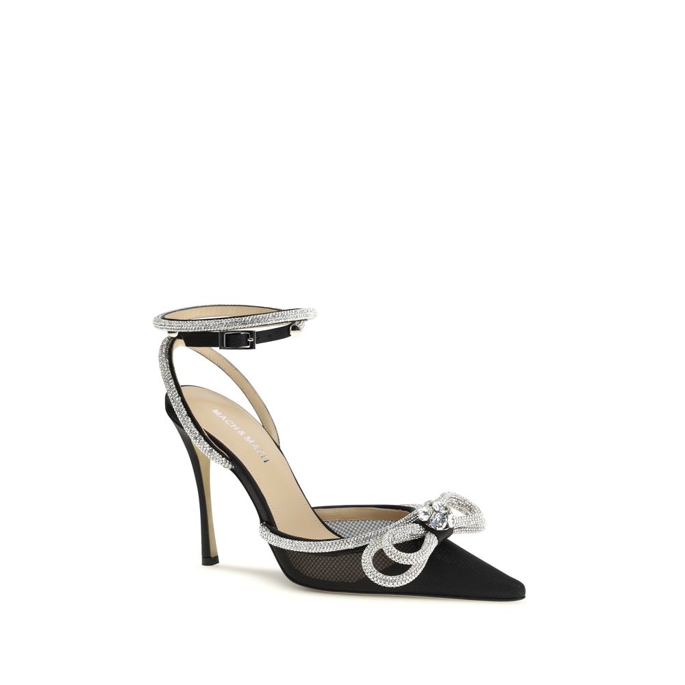 MACH & MACH Black Silk Satin High Heel Pumps