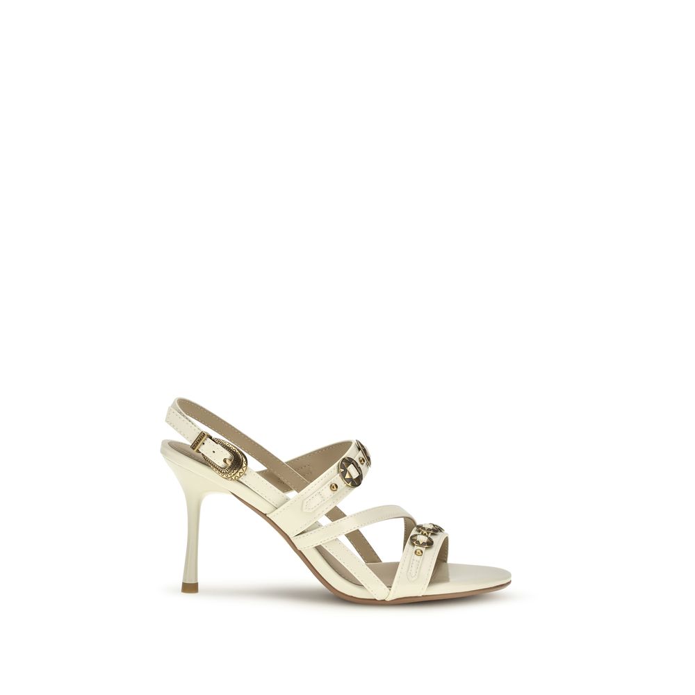 PINKO Cream Calf Leather Stiletto Heel Sandals