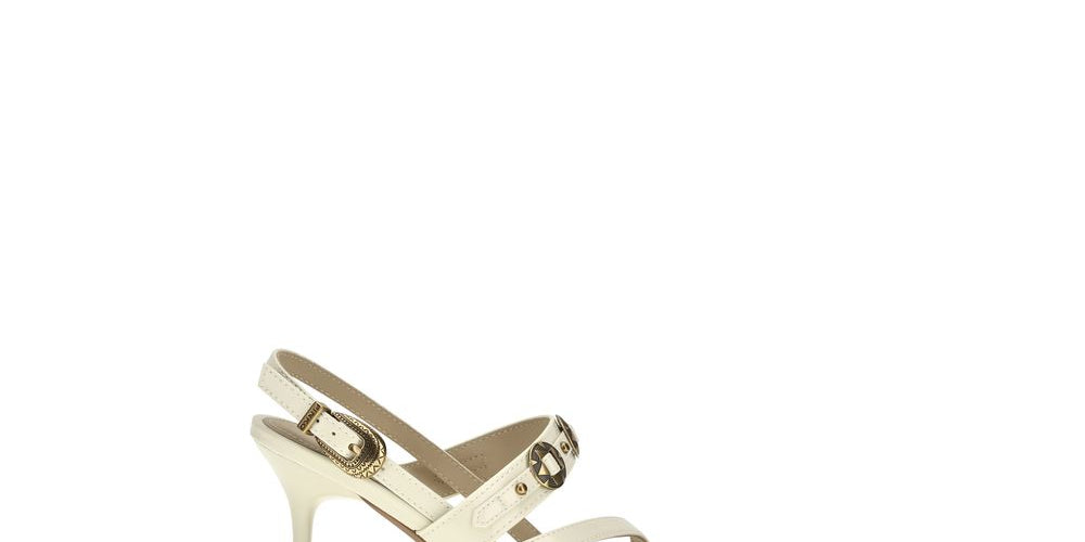 PINKO Cream Calf Leather Stiletto Heel Sandals