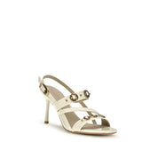 PINKO Cream Calf Leather Stiletto Heel Sandals