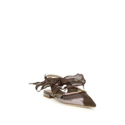PINKO Brown Calf Leather Ballet Flats