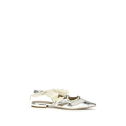 PINKO Silver Calf Leather Ballet Flats