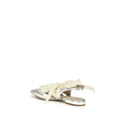 PINKO Silver Calf Leather Ballet Flats