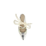 PINKO Silver Calf Leather Ballet Flats