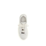 PINKO White Calf Leather Low Top Sneakers