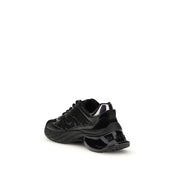PINKO Black Calf Leather Chunky Sneakers