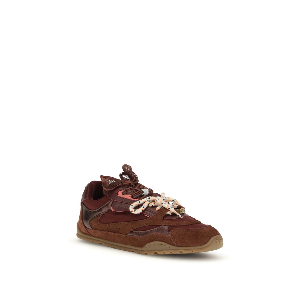 Pinko Bordeaux Calf Leather Chunky Sneakers