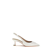 Santoni White Calf Leather Mid Heel Pumps