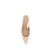 Santoni Beige Calf Leather Mid-Heel Pumps