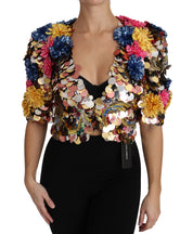 Blommig jacka med kristallpaljetter