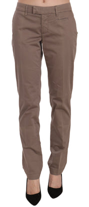 Brown Low Waist Straight Cut Trouser Pant