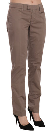 Brown Low Waist Straight Cut Trouser Pant