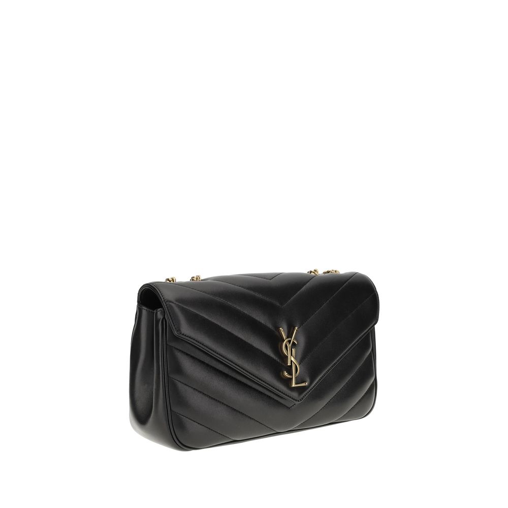 Saint Laurent Black Quilted LouLou Calf Leather Shoulder Bag