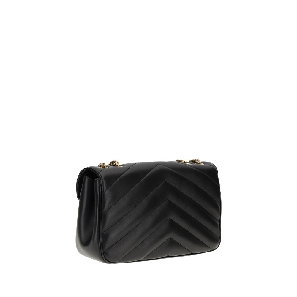 Saint Laurent Black Quilted LouLou Calf Leather Shoulder Bag