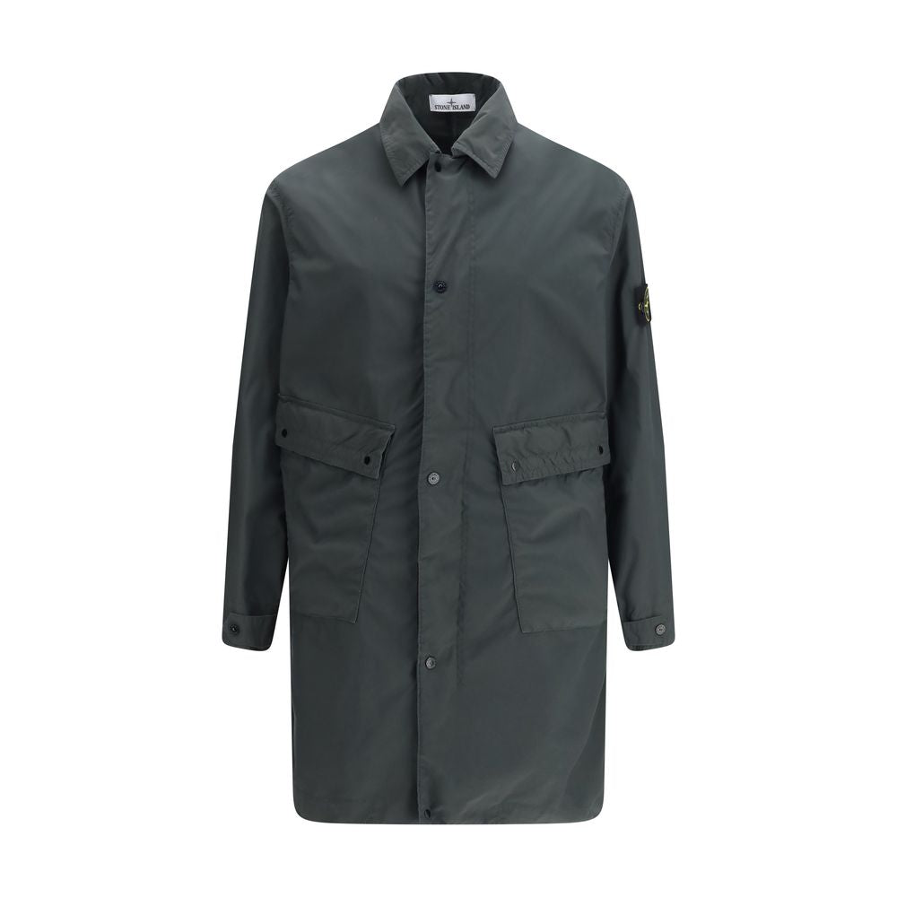 Stone Island Gray Polyester Car Coat