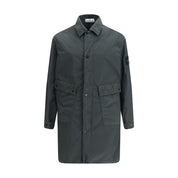 Stone Island Gray Polyester Car Coat
