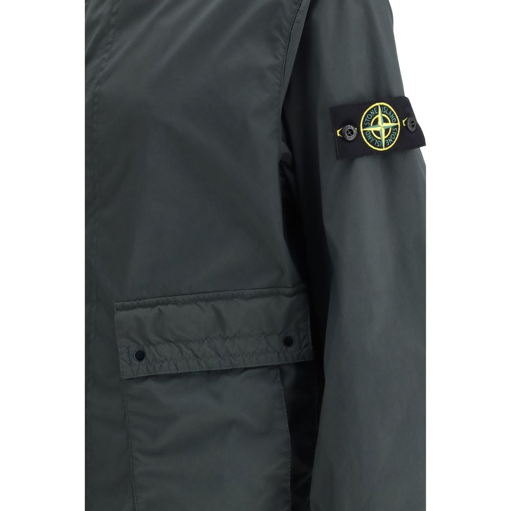 Stone Island Gray Polyester Car Coat
