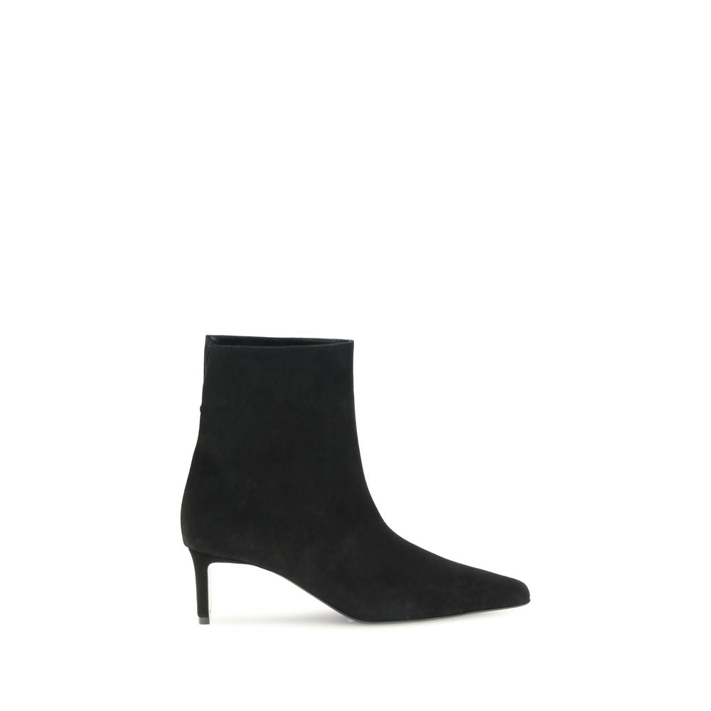 Khaite Black Calf Leather Ankle Boots